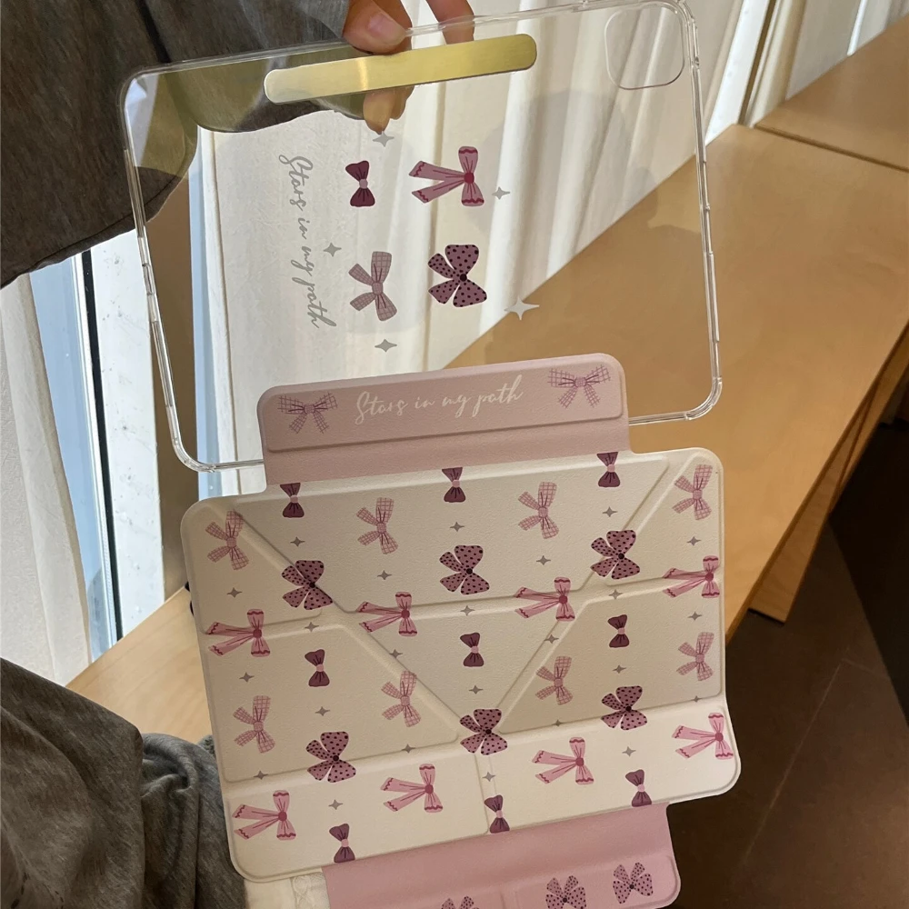 

Ins Kawaii Pink Bow Y2K Korean Ins Cover For iPad Pro 13 11th M5 M4 12.9 A16 10 8 7 9th 10th Air 11 M2 M3 Mini Split Tablet Case