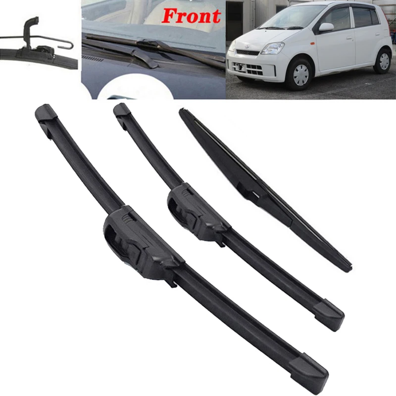 

Front & Rear Windshield Wiper Blade For Daihatsu Cuore Charade Mira L250 L251 2003-2005 Windscreen Window Back Brushes Glass