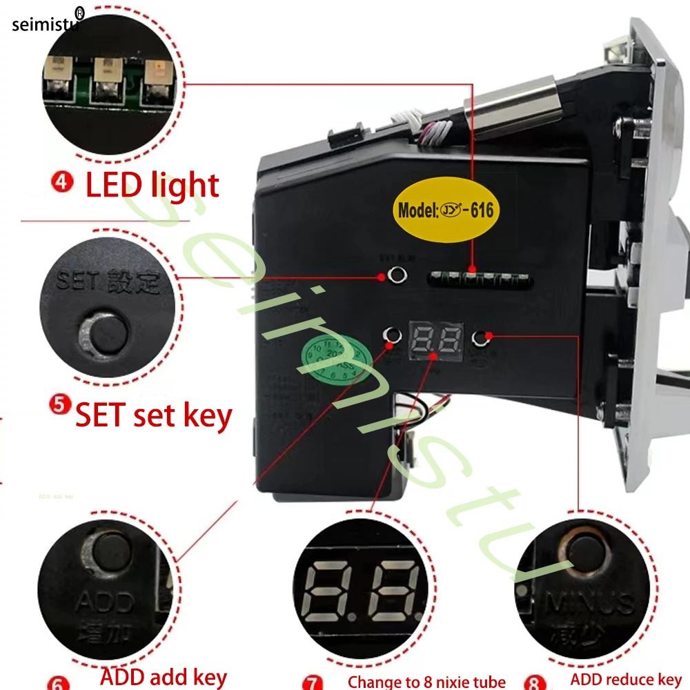 Münzprüfer mit Mehrwertfunktion für Elektronische Verkaufsautomaten, Münzprüfer mit Auswahlmechanismus für Arcade-Spiele, Ticketrollenabwurf 616 – Detail 15