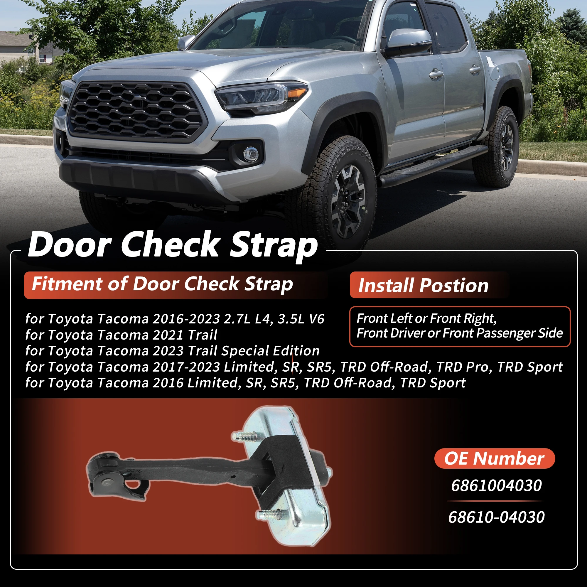 UXCELL Front LH RH Door Check Strap Limiter for Toyota Tacoma 2016-2023 No.6861004030