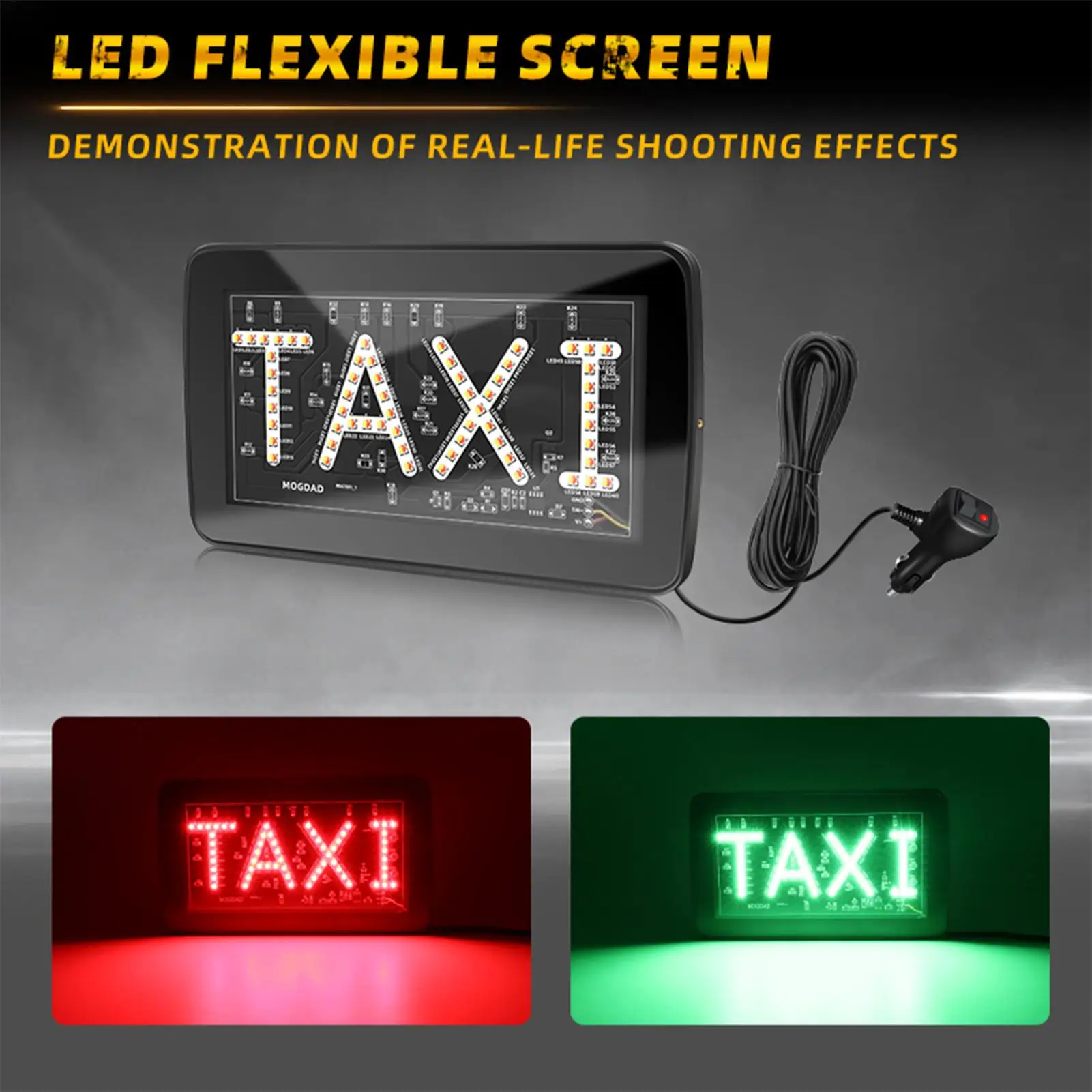 LED taxi sign 12V High-Brightness Panel Display Red and green Suction Cup Indicator for Windshield Dashboard Garage