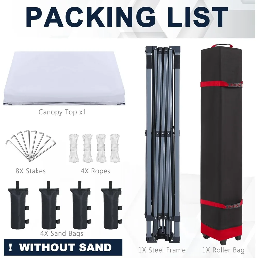 Tente à baldaquin facile et Durable de 12x12 pieds, cadre en acier robuste, équipement de sac à roulettes résistant à l'usure, auvent de protection UV