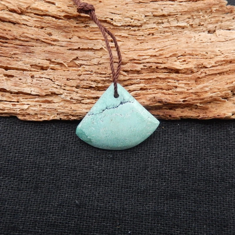 

Natural Turquoise Fan Shape Front Drilled Pendant Beads 22x18x4mm 1.6g Necklace Accessories