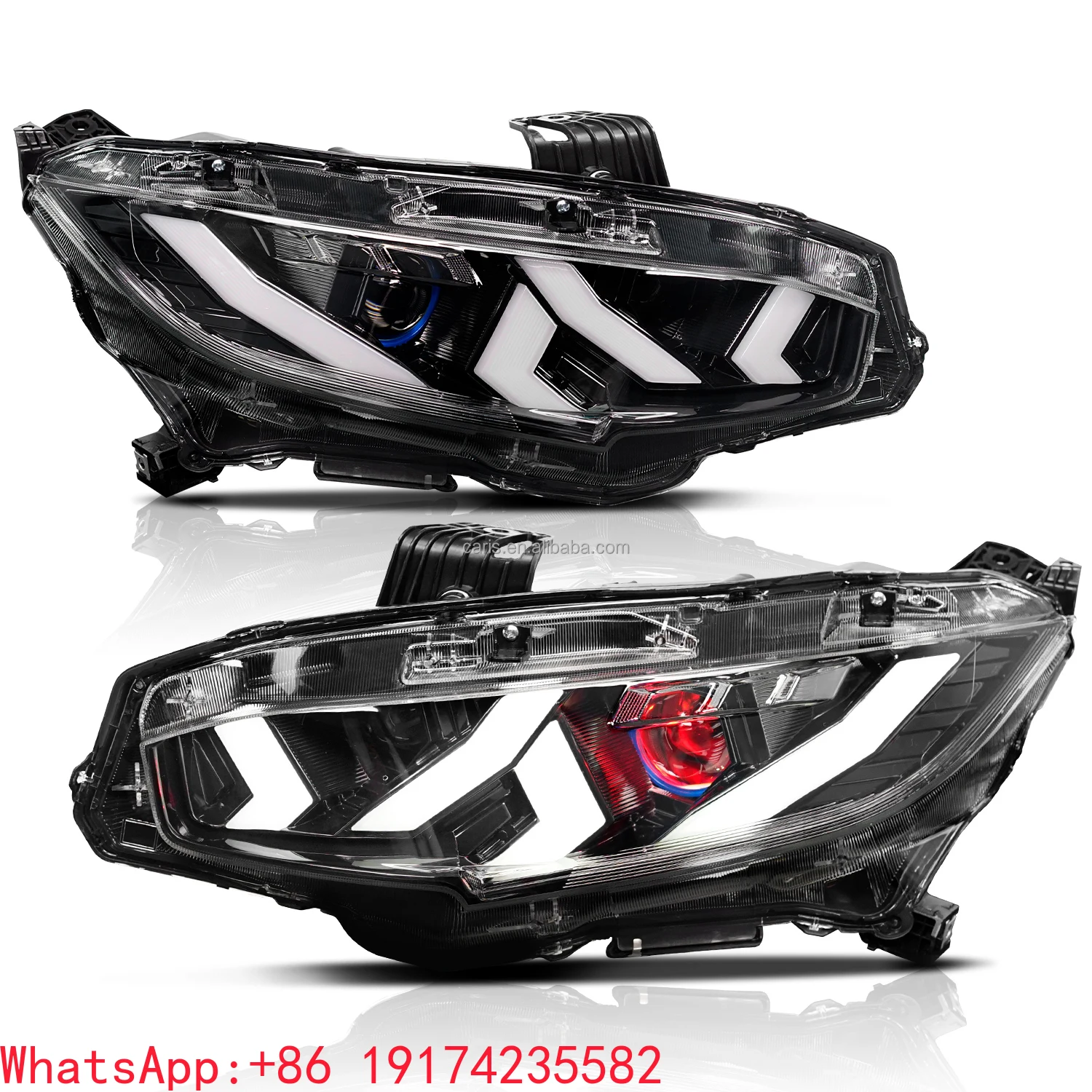 

For2016-2020 for Honda for C ivic Hatchback Headlights Full LED Headlamp with DRL Plug Play for Lamborghini Design 6000k Color