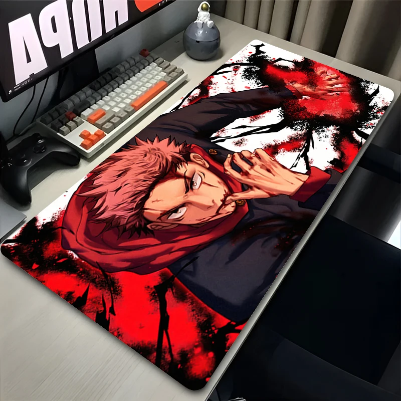 Japan Anime Cool Mouse Pad XXL J-jujutsu K-kaisen Keyboard Rug Laptop Black Yuji Itadori Mousepad PC Gaming Accessories Desk Mat