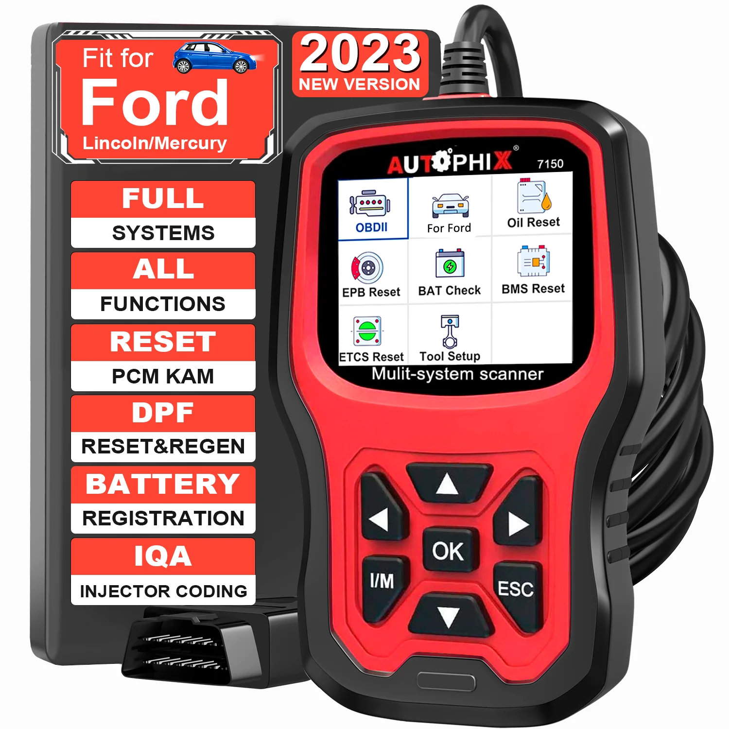 Autophix 7150 Fit For Ford OBD2 Scanner Full System Code Reader ABS SRS TPMS ETC D.PF Reset Diagnostic Tool Multilingual