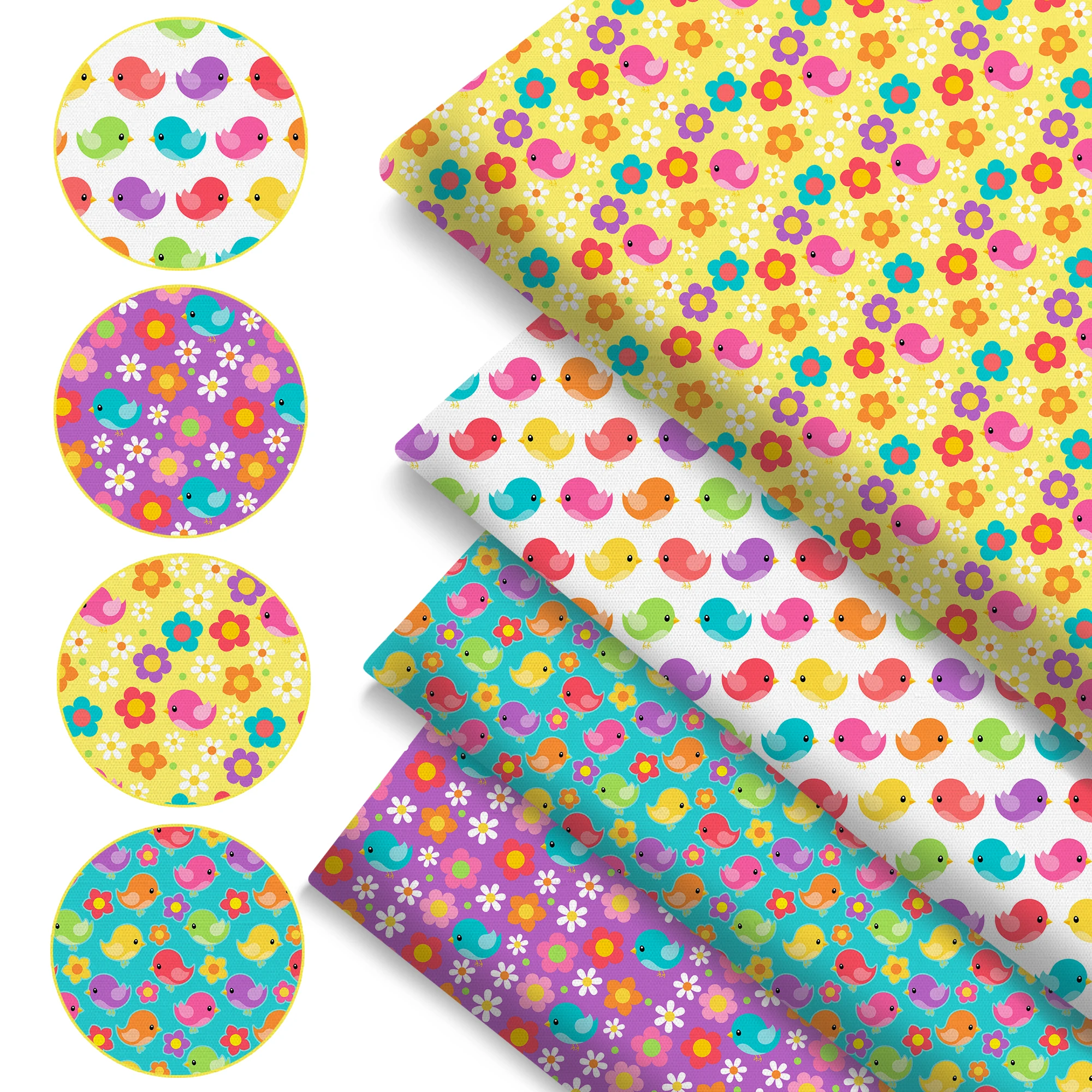 Pre-cut 4Pc/set 7.87x7.87inch(20x20cm) bird series Precut Quilting Fabric Fat Quarter Fabric Bundle, Polyester Quilting Squares