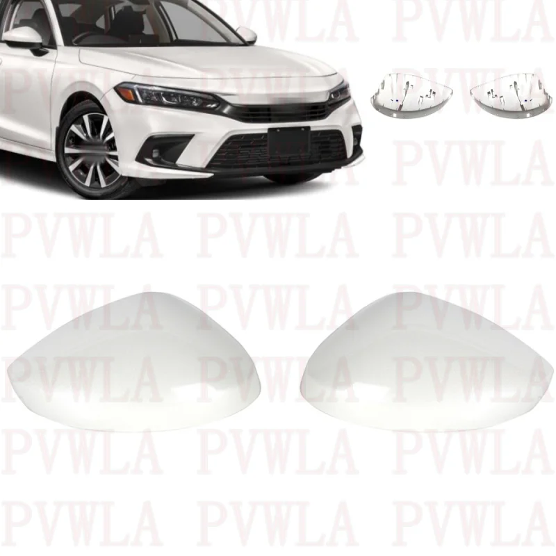 

For Honda Civic 2022 2023 US version Pair Left+Right Pearl White Painted Mirror Housing Cover Cap car accessories