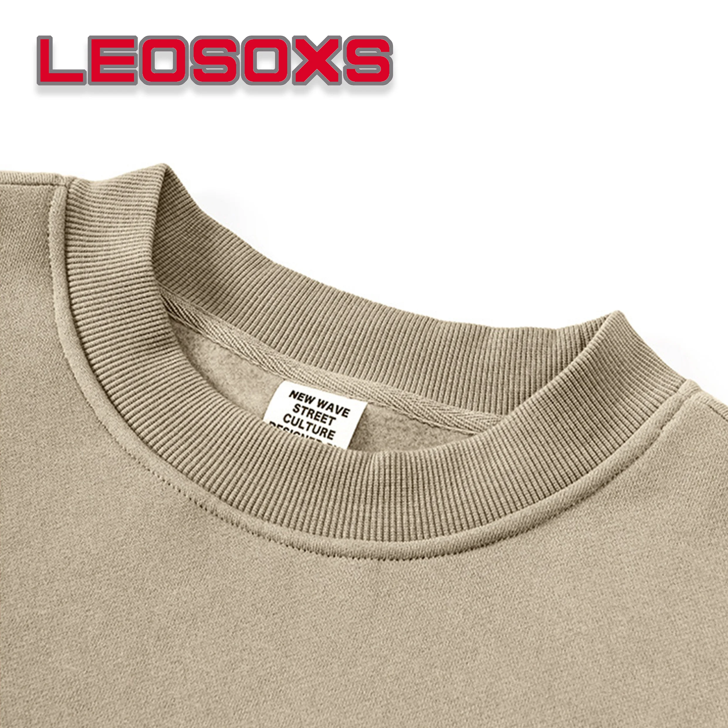 DIY pattern custom logo 480g/m² heavy cotton plus velvet sweater men's thick black round neck long sleeve polar fleece pullover