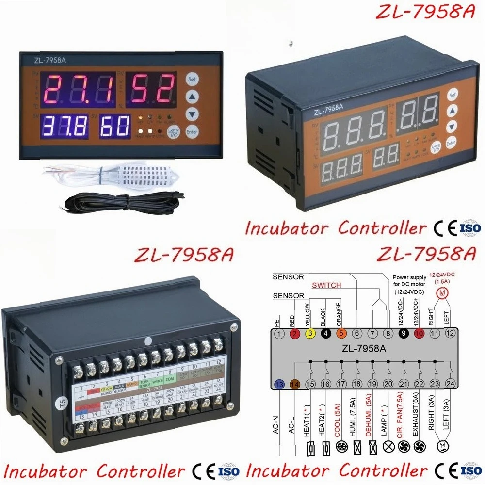 

Контроллер инкубатора ZL-7958A с функциями охлаждения, осушения и управления двигателем постоянного тока, датчиком сверхвысокой влажности