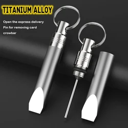Titanium Alloy Small Crowbar Key Pendant Universal Mobile Phone Card Needle Key Chain Buckle Resetter SIM Card Thimble EDC Tool