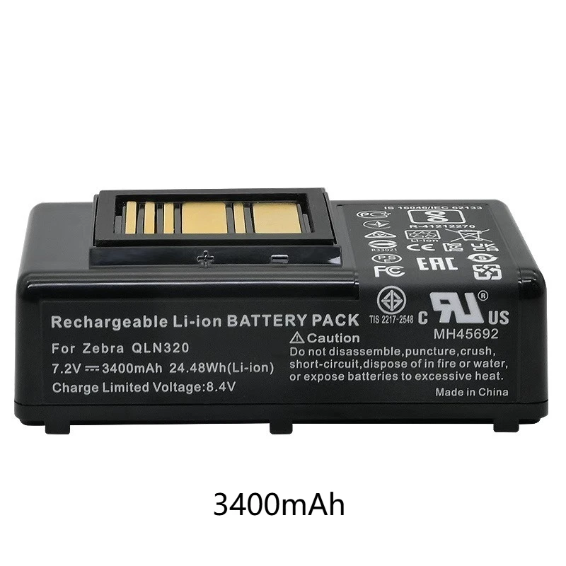 Portable Printer Battery 7.2V/3400mAh/2600mAh for Zebra QLN320 QLN220  ZQ510 ZQ520 ZQ500 ZR628 ZR638 ZQ610 ZQ521 ZQ620