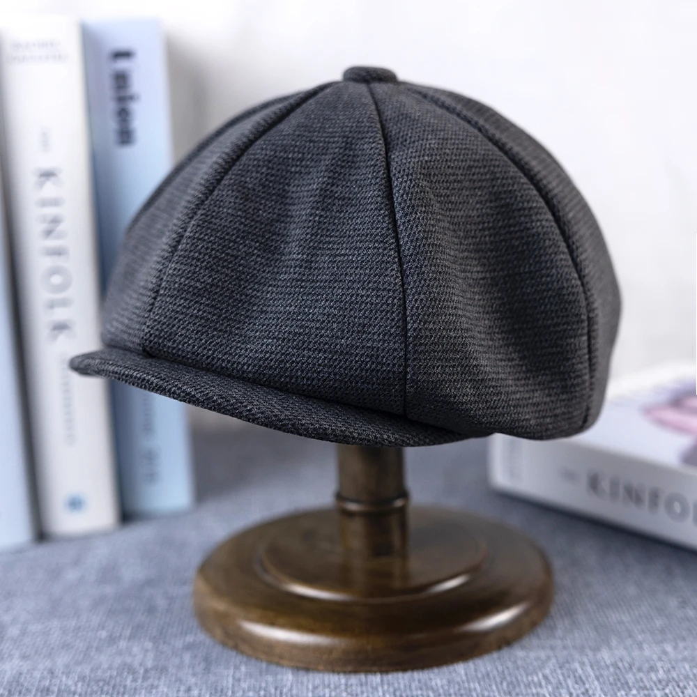 New Vintage Męska Wełniana Czapka Newsboy Ciemnoszara Kobiety Mężczyźni Berety Klasyczne Wełniane Ośmiokątne Czapki Casual Gatsby Flat Hat B-2