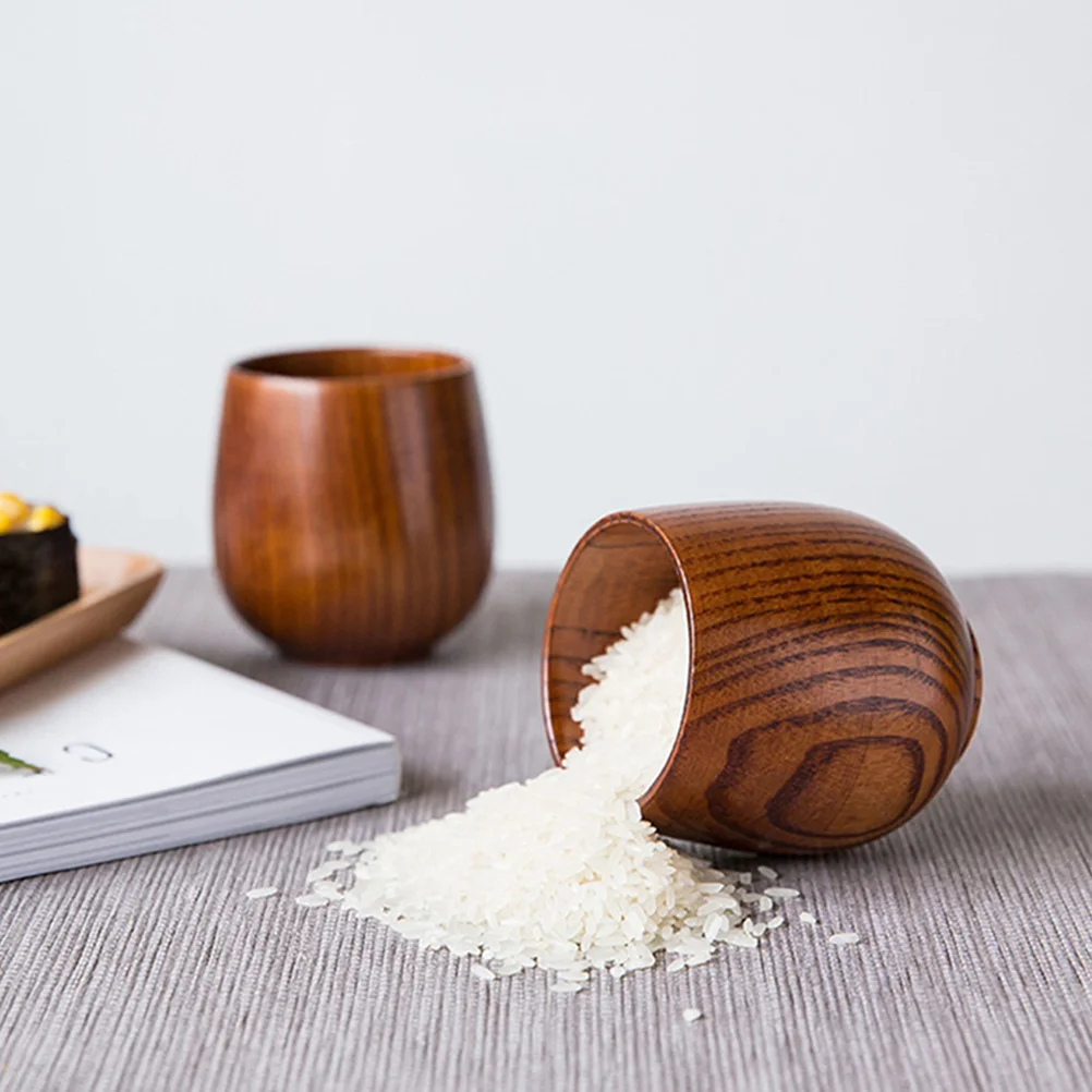 

1 Set Wooden Water Cup Natural Coffee Mug Sake Container Reusable Wood Drinking Mug Household Tea Cup Solid Practical