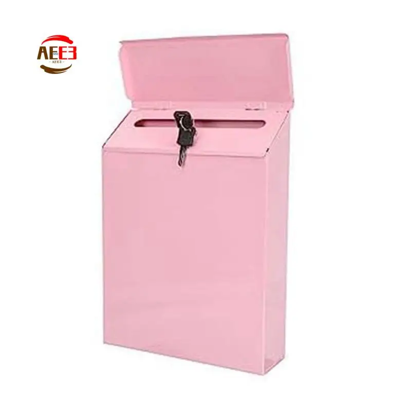 AEE3-Wall-Mounted Mailbox Lockable Mailbox Wall Collection Box Farmhouse Mailbox With Key Suitable For Home Office