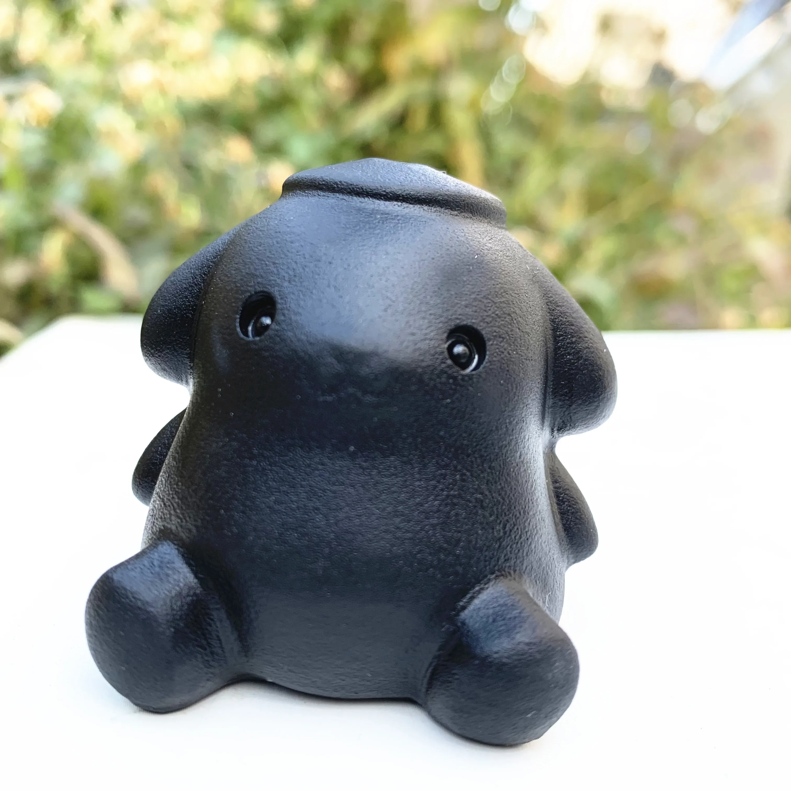 Natural Black Obsidian Carved Pom Pom Purin Statue