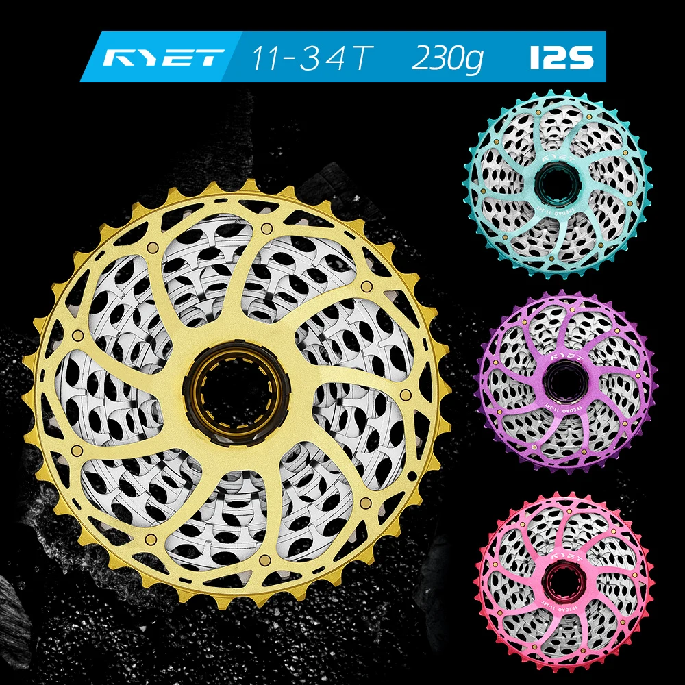 

RYET 11-34T CNC Alu/Steel Bike Cassette, 230g Ultralight HG K7 12-Speed Bicycle Freewheel for Shiman Road Gravel Bicycle Parts