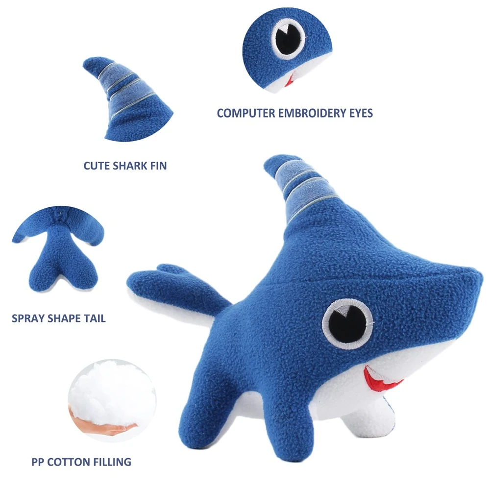 28*18CM Shark Dog Stuffed Animals Shark Dog Plush Toy Blue Sawtooth Ocean Animals Plushies for Baby Boys Girls Kid Birthday Gift