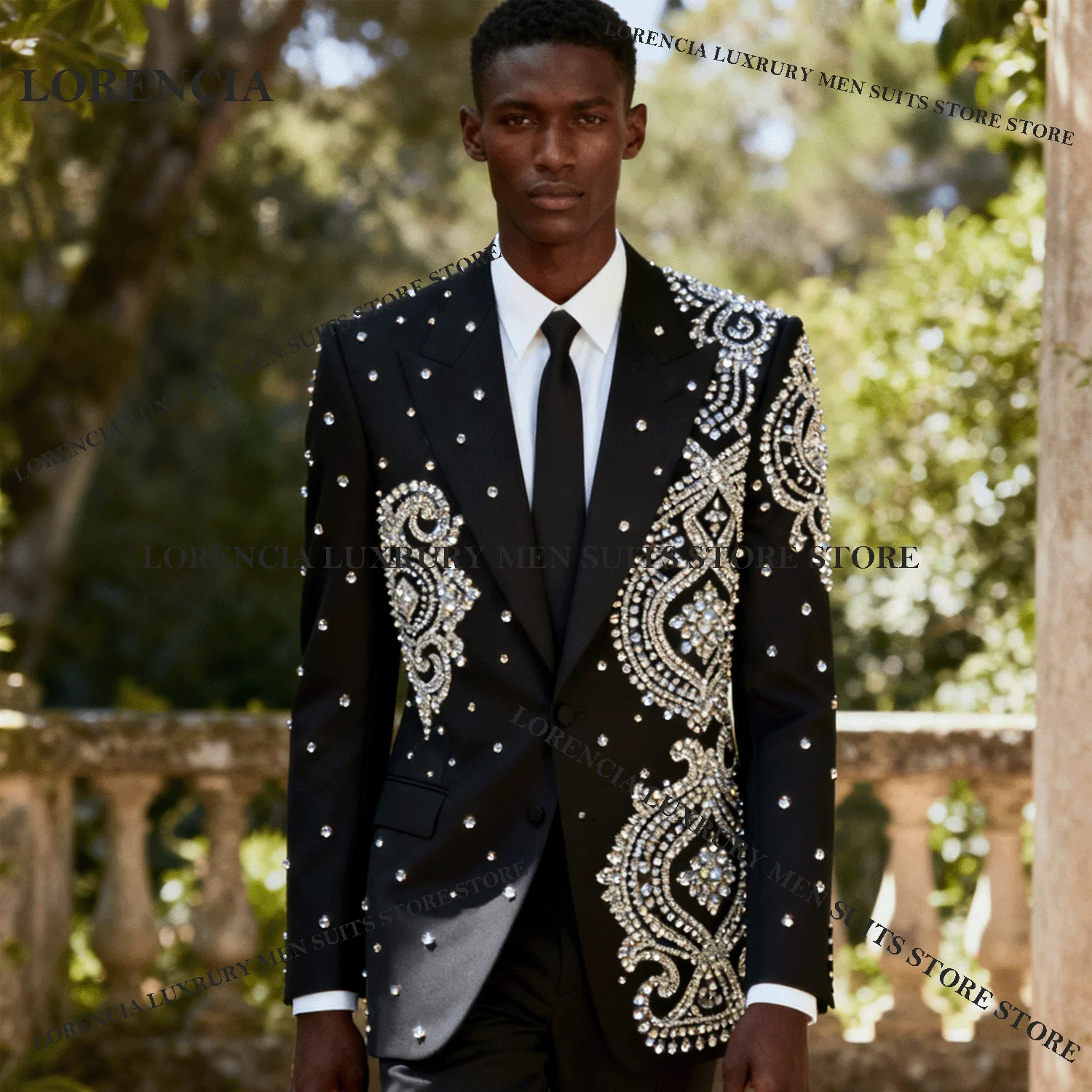 

Exquisite Customized High-End Lapel Men 2 Pieces Suit Slim Fit Groom Sports Tuxedos Wedding Tailcoat Diamond Jewelry Ropa homre