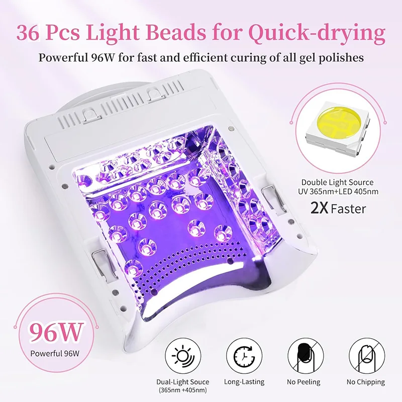 مصباح أظافر قابل لإعادة الشحن مع مرآة سفلية، مجفف طلاء جل لاسلكي، آلة أظافر احترافية، مصباح LED للأظافر بالأشعة فوق البنفسجية