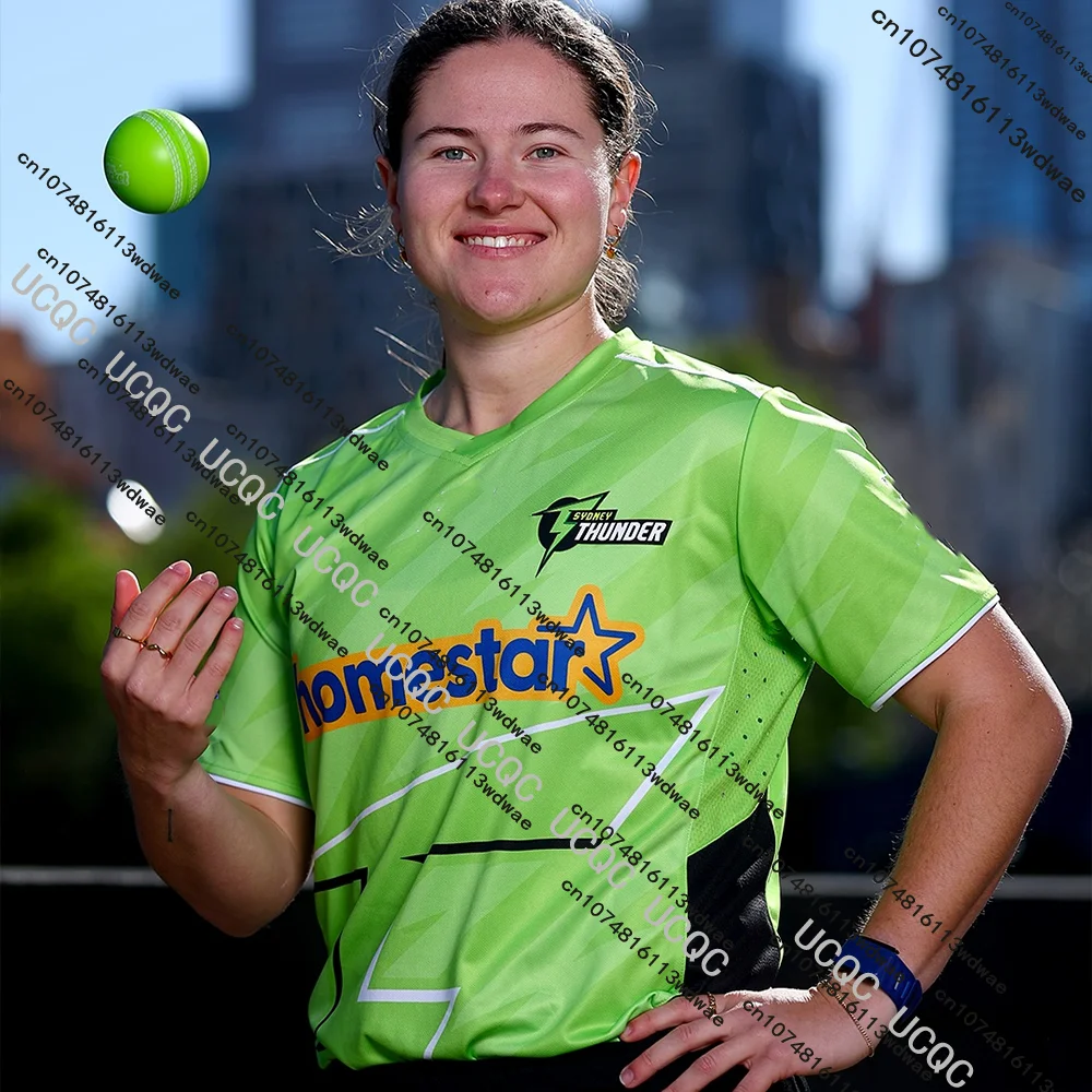 

Новый 25/26 австралийский тренировочный трикотаж для крикета WBBL, спортивный трикотаж для мужчин и женщин, трикотаж для фанатов, спортивные трикотажные изделия с 3D принтом Sydney Thunder