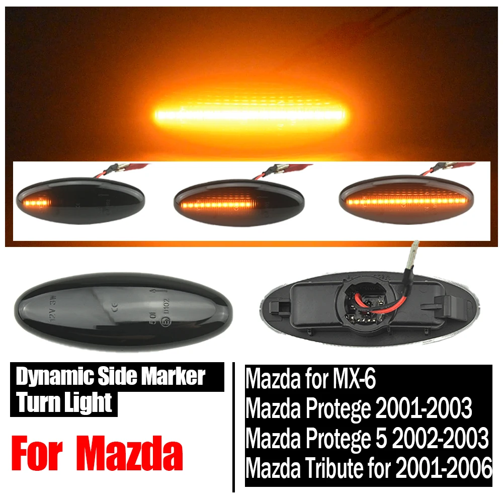 Dynamic LED Turn Signal Side Marker Blinker Light For Mazda Ranger B2500 323 Etude P5 4-Door Sedan 323F 5-Door Astina/Lantis