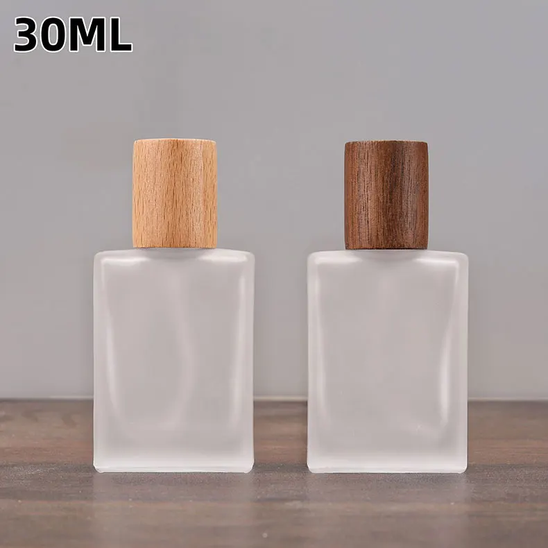30 ml Glas Parfüm Flasche Nachfüllbare Kosmetik Leere Tragbare Behälter Reise Holz Schraubverschluss Hautpflege Toner Feuchtigkeit Wasser – Detail 4