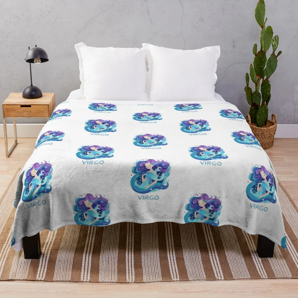 Aquarius painting, sea water theme Ocean Princess Throw Blanket Winter beds warm for winter Shaggy Summer Beddings Blankets