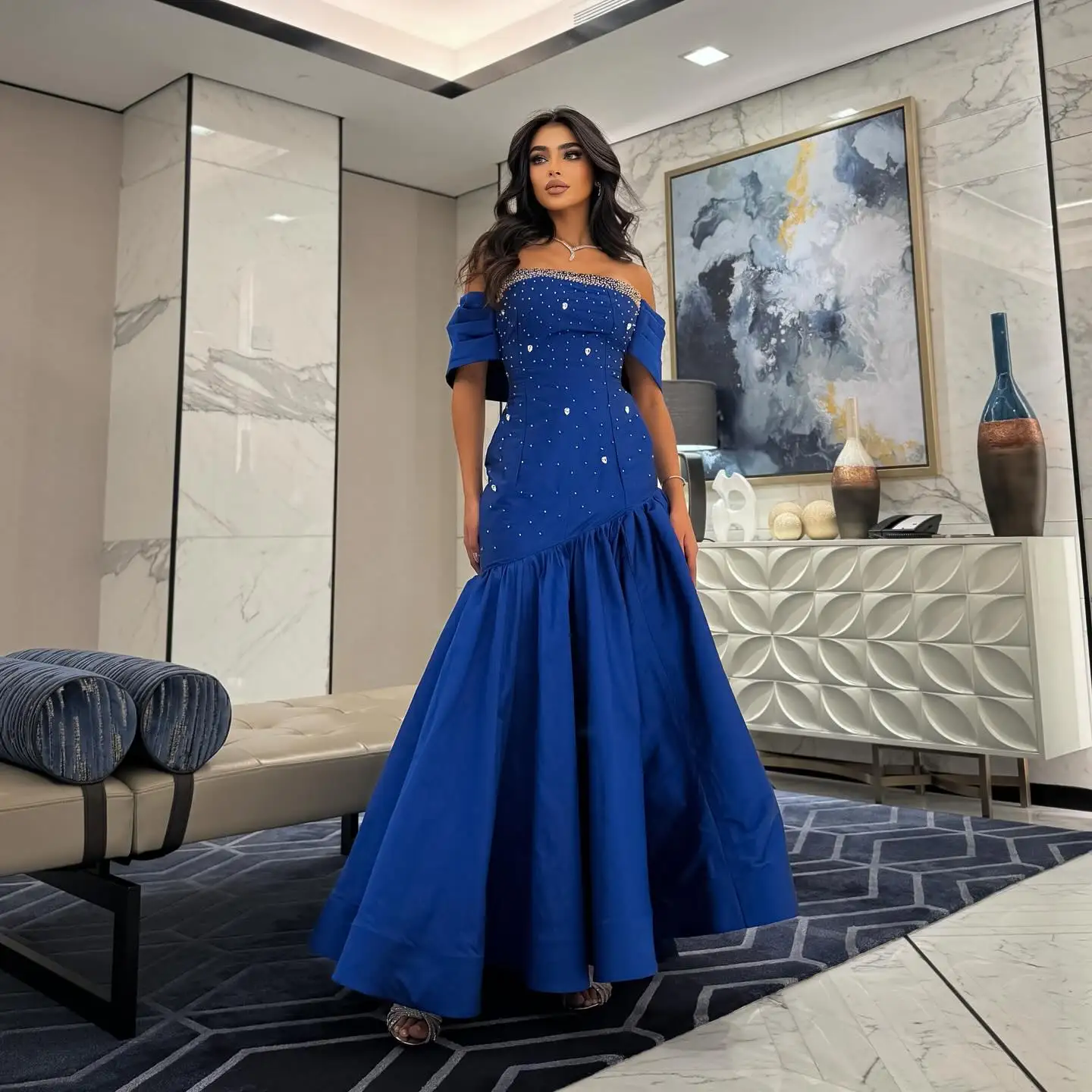 

Aileen Diamond Decoration Elegant Party Dresses 2025 Robes De Soirée Wedding Dresses for Parties Blue Платье Вечернее Customized