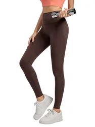 High Waist Yoga Pants Women Composite Sports Leggings Antibacterial Adjustable Fitness Trousers in Black Brown Gray