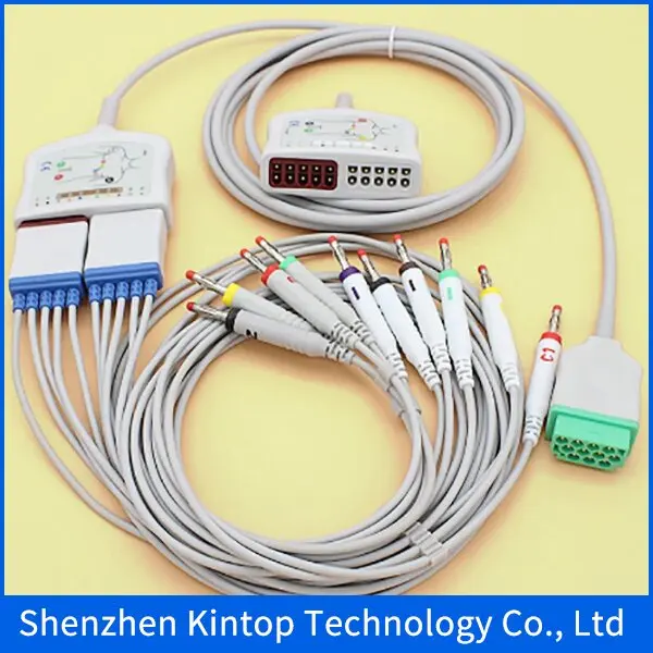 Compatible New 10LEAD ECG EKG(416035-001,002) trunk cable and leadwire(411200-001,416468-001) for GE-Dash