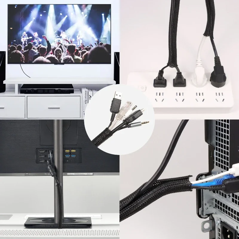 Split-Kabelhülse 6mm ~ 50mm PET Geflochtene Isolierte Selbstschließende Ummantelung USB-Kabelummantelung Stromkabel-Organizer Leitungsschutz – Detail 10