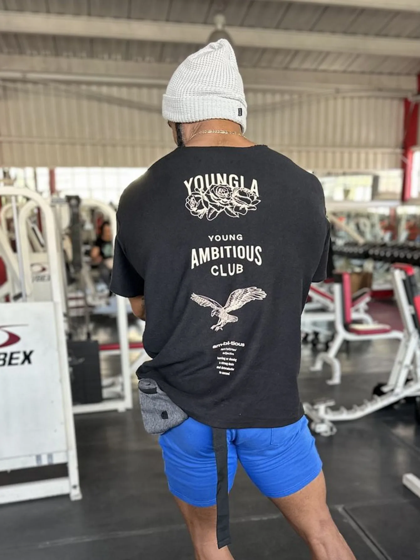 2024 Men's Trendy Short Sleeves Fitness Print Large Collar Damaged Top Loop Pure Cotton Style Heavyweight Short Sleeve T-shirt