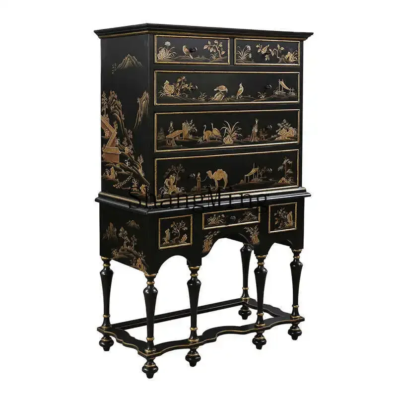 

SM retro entrance cabinet light luxury dining side cabinet solid wood living room TV partition bedroom chest cabinet