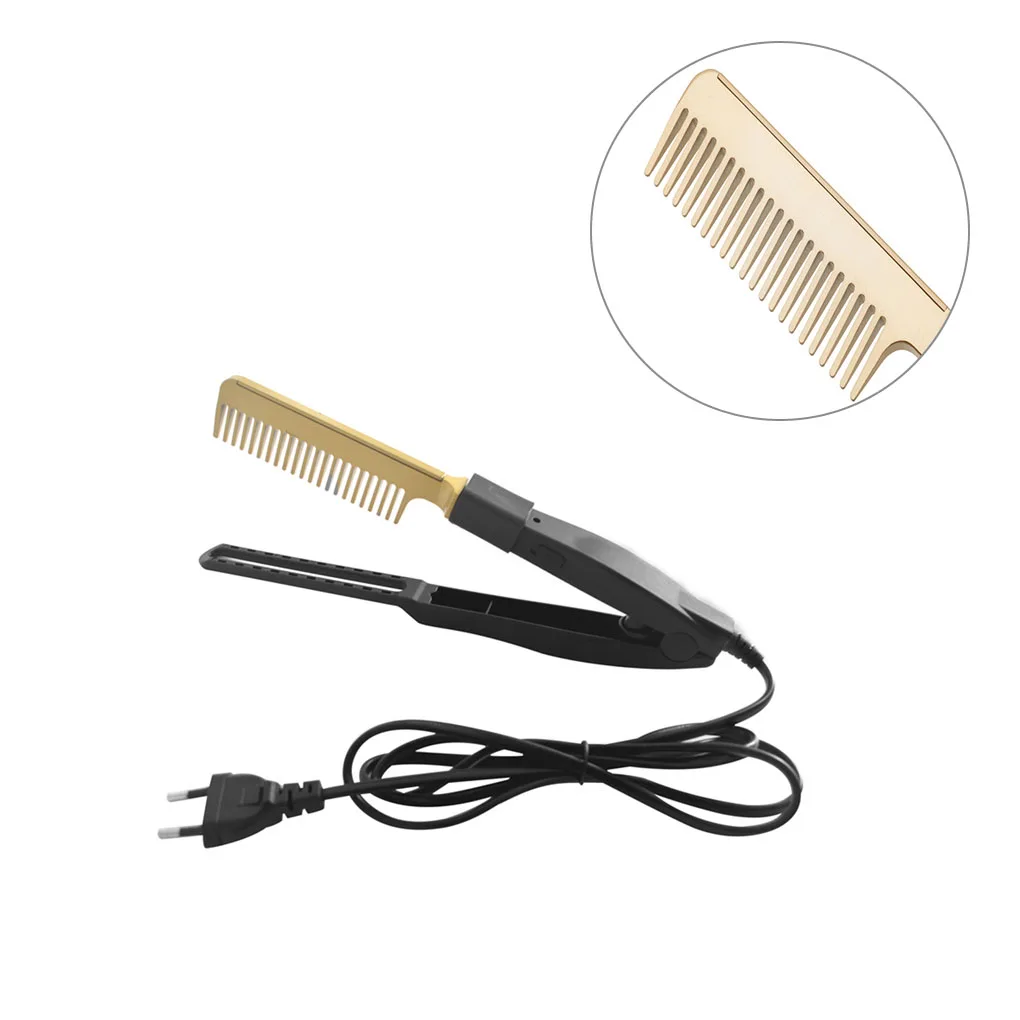 

Hair Straightener Brush Hair Heated Straightening Iron Quick Heat Dry Wet Dual Use Hairstyling Tool UK Plug