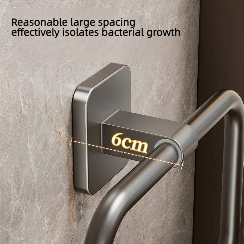 Bathroom Hand Towels Rack Punch-free Hanging Ring Wash Basin Towel Rack Round Towel Ring Space Aluminum Load-bearing 5kg