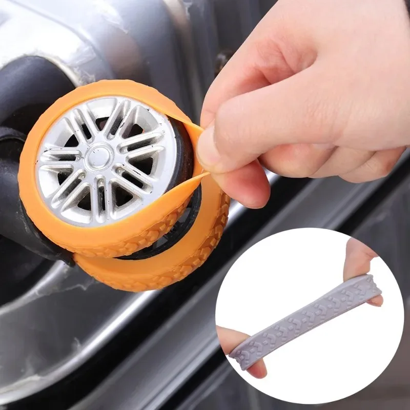 Rolling Luggage Wheel Protecter 1/12Pcs Silicone Travel Rolling Suitcase Reduce Noise Wheel Castor Trolley Sleeve Accessories