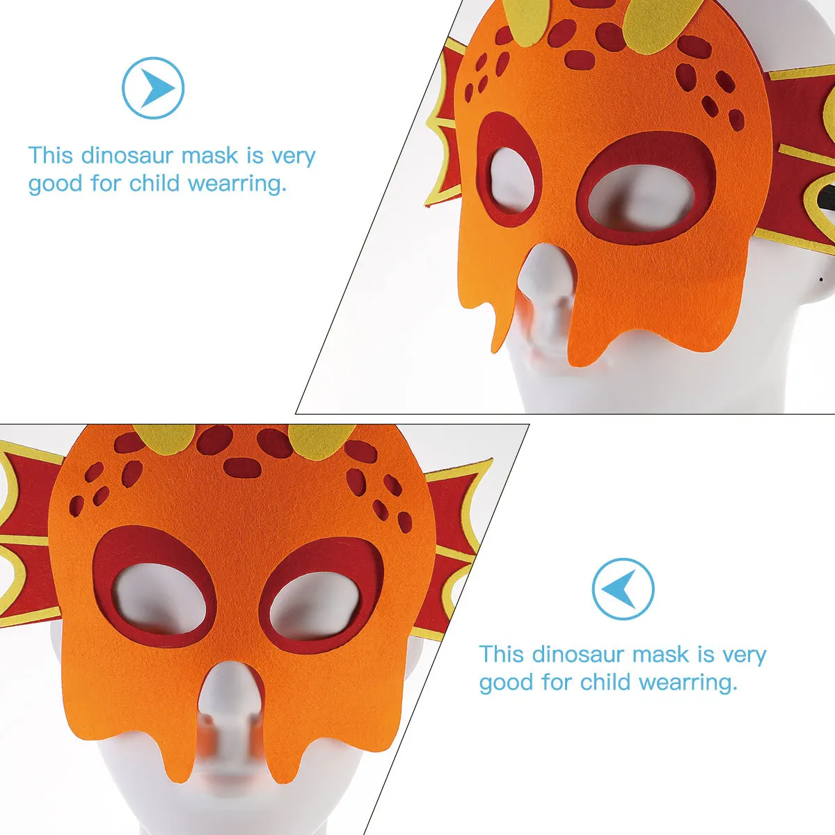

8Pcs Dinosaur Felt Masks for Kids Comfortable Adjustable Elastic String Halloween Party Costume Face Masks for Child Stage