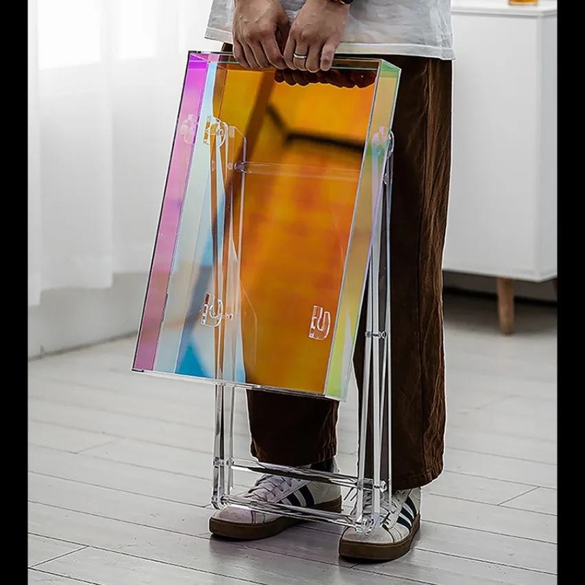 Kreativer transparenter Acryl-Klapp-Couchtisch, leicht, luxuriös, bewegliches Aufbewahrungsregal, langlebig, tragbarer Tisch, Heimdekoration