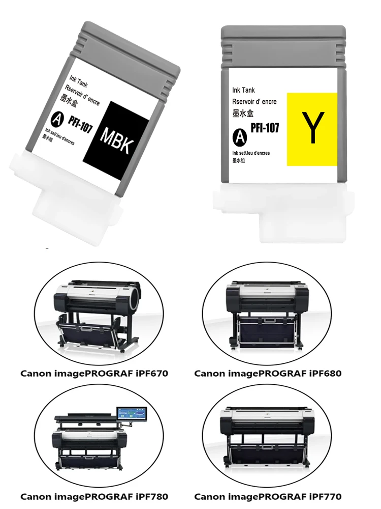 PFI-107 PFI107 PFI-107 PFI107 Compatible Ink Cartridge With Chip For Canon IPF-670 IPF-680 IPF-685 IPF-770 IPF780 IPF785 Printer