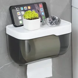 Waterproof Wall Mount Toilet Paper Holder Shelf Toilet Roll Paper Tube Storage Rack Storage Box Tray Rack Bathroom Supplies