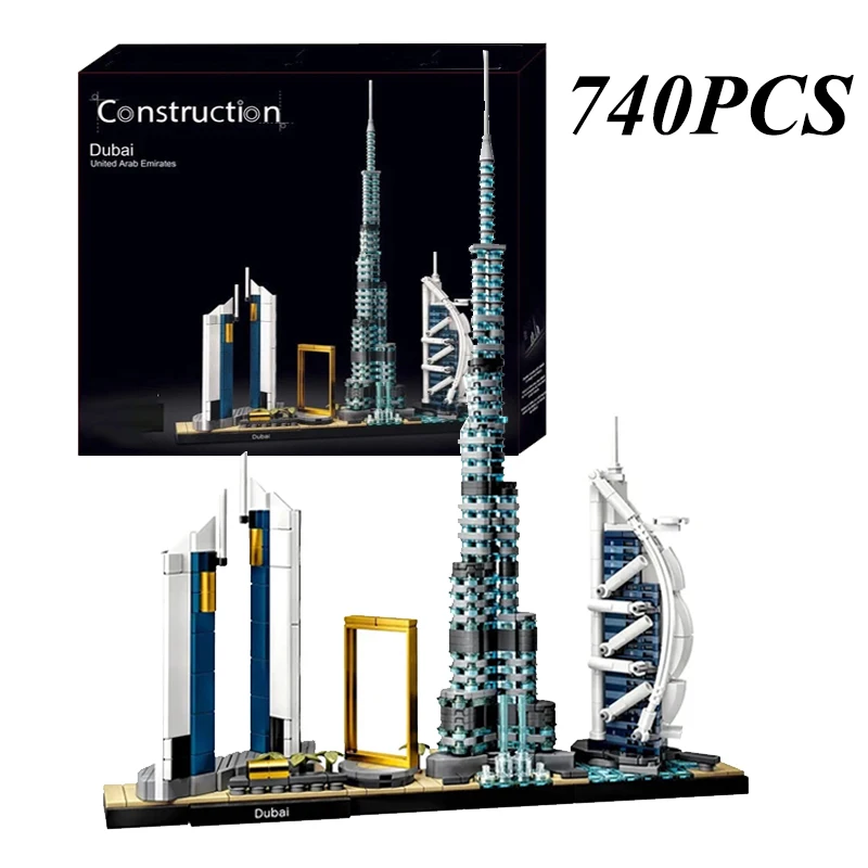 

740 шт. Burj Khalifa Tower Burj Al Arab Hotel Архитектура Skyline Landmark Строительные блоки Дубай Строительные кирпичи Игрушки Подарки