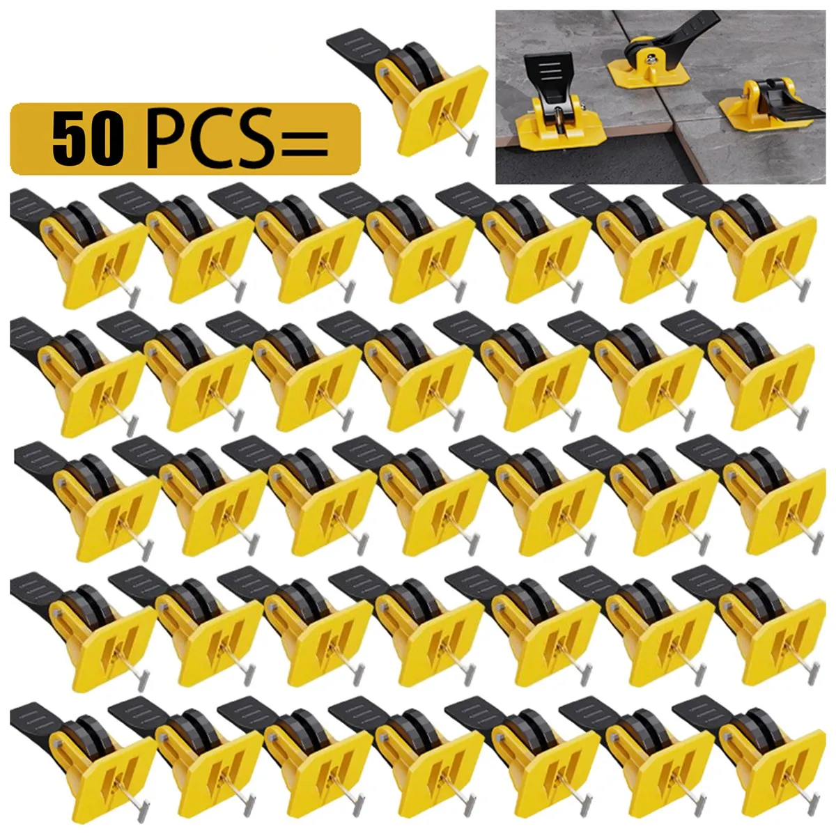 50 PCS Tile Leveling System Construction Tool Parts for Tile Laying and Leveling Manual Tile Leveling Tools Set