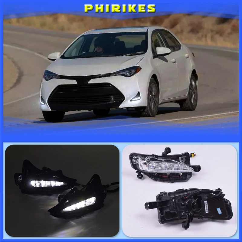 White LED DRL Daytime Running Lights Fog light Lamp For Toyota Corolla 2017 2018 17 18 Auto Car Parts Accessories