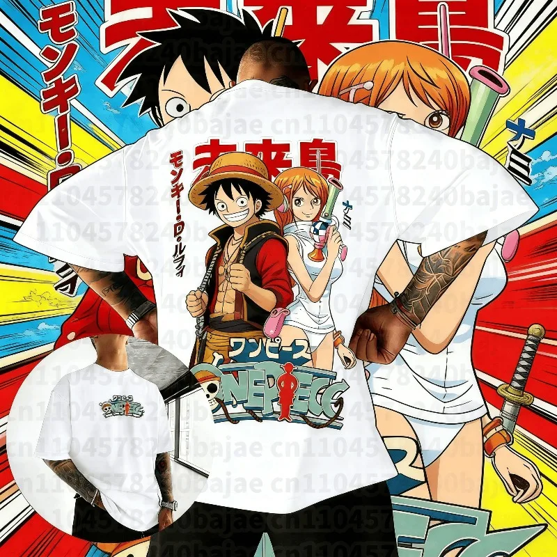 One Piece Anime Grafik T-Shirt für Männer und Frauen Luffy Nami Cartoon-Print Baumwolle Kurzarm-Shirt 2026 Sommer Streetwear Casual Top Y2k