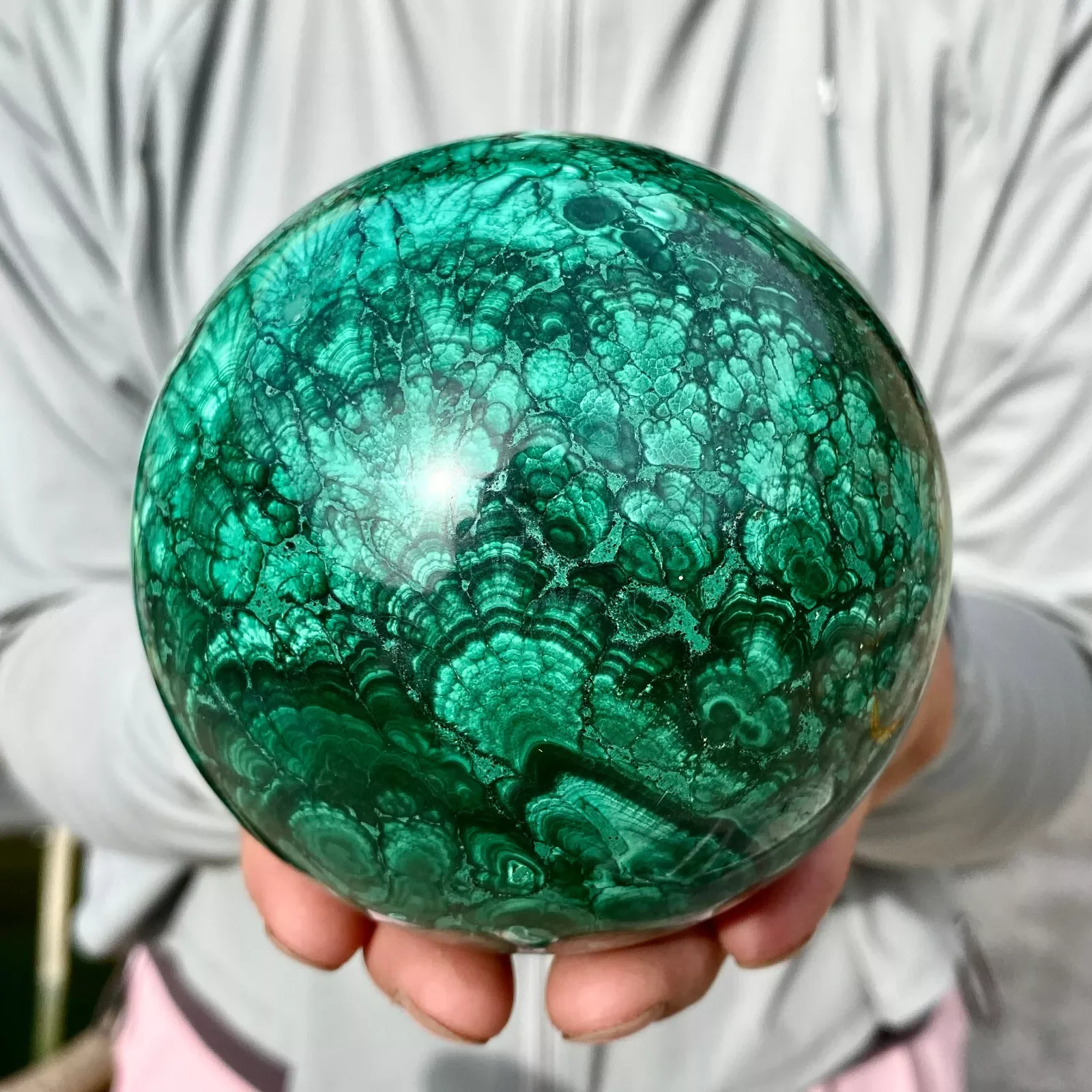 Natural Green Malachite Ball, Quartz Crystal Ore Ball, Mineral Reiki Healing, Wealth, Energy Crystal Ball