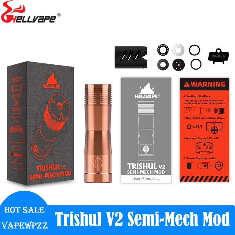 Oryginalny hybrydowy gwint 510 Hellvape Trishul V2 Mech Mod o średnicy 27mm zasilany mechaniczny Mod akumulatora 18650/20700/21700