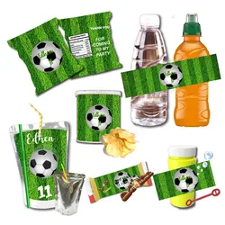 Custom Football Birthday Water Bottle Label Juice Pouch Bag Thank You Sticker Snack Candy Wrapper Personalised Party Christmas S