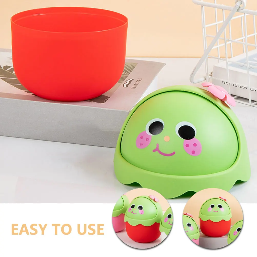 

Desk Table Small Trash Can with Lid Rubbish Bin Trashcan Storage Mini Red Desktop