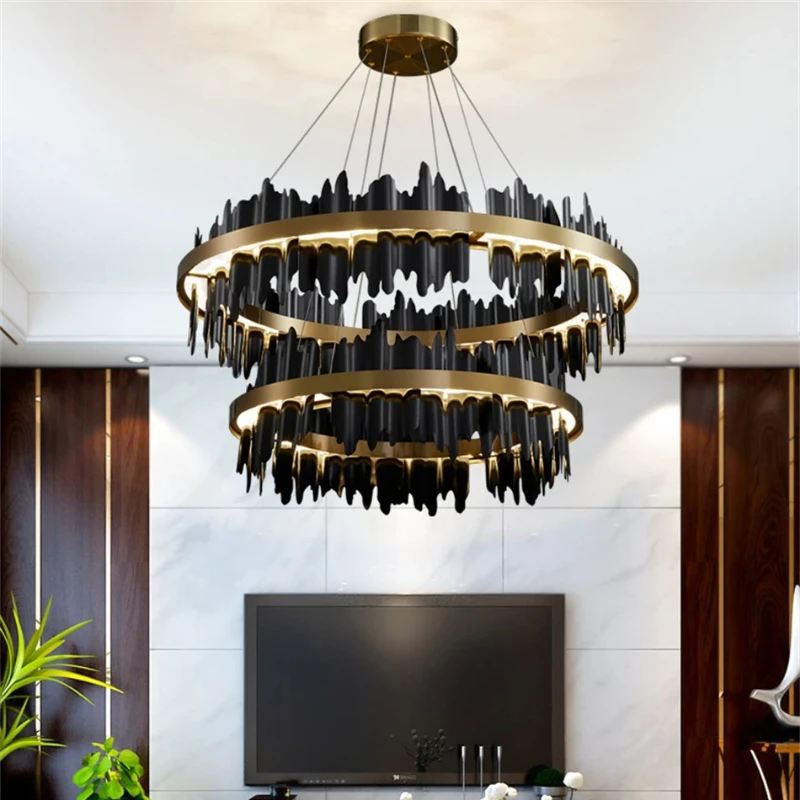 Modern Round Hanging Lamp LED Chandelier for Living Room Dining Room Bedroom Luxury Home Decoration Light Fixtures